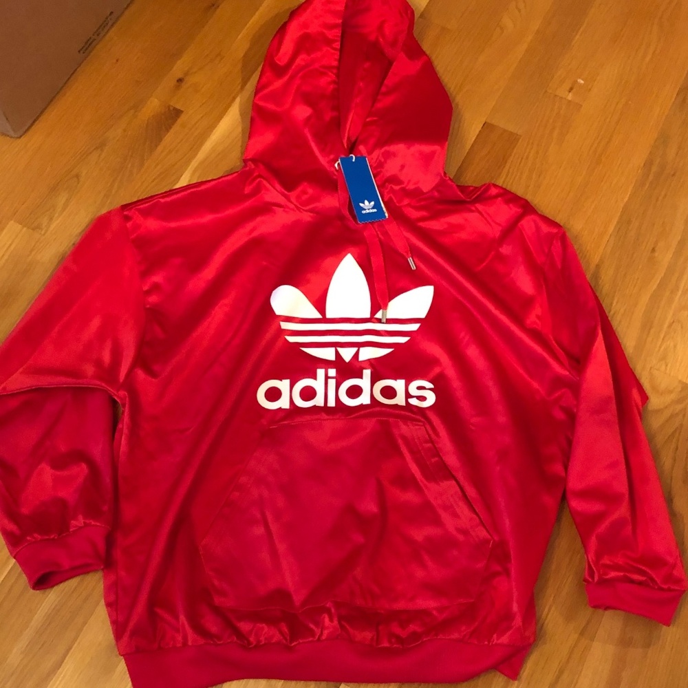 NWT ADIDAS ORIGINALS SATIN HOODIE WOMEN LARGE